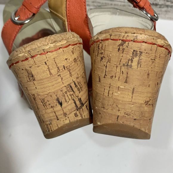 Born Concept Leather Coral Flower Wedged Sandals Size 10 Women’s - Picture 9 of 12